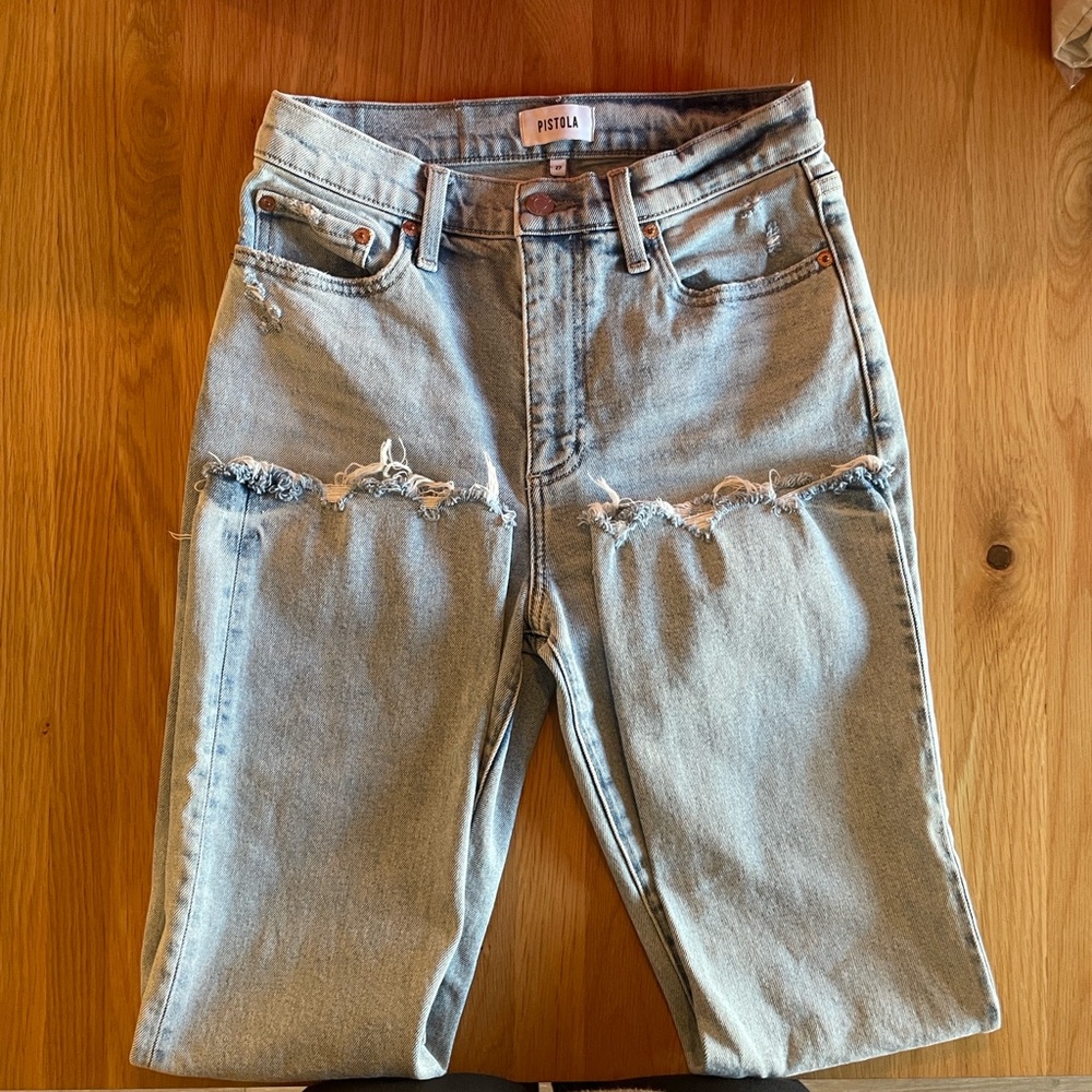 Pistola Light Blue Stretchy Distressed Jeans